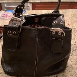 Lightly used black leather bag